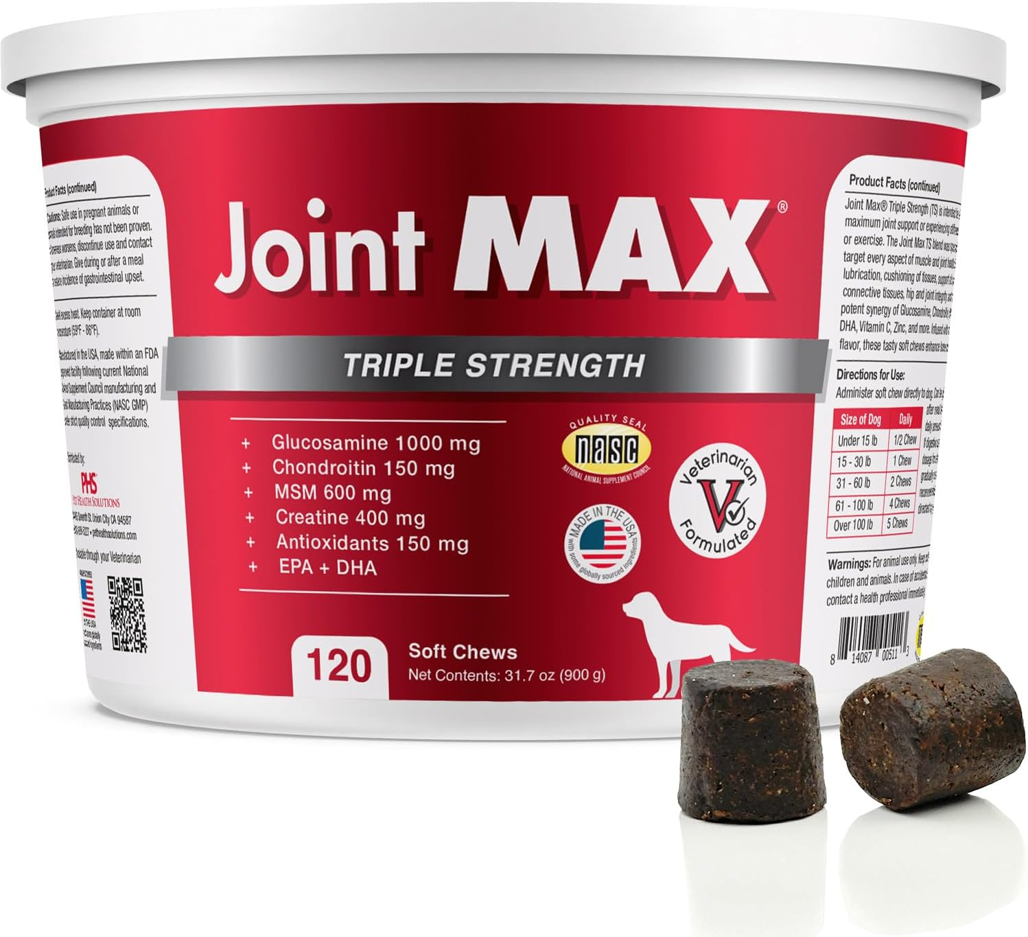 TS Joint Supplement Soft Chews for Dogs – Glucosamine, Chondroitin, MSM & Turmeric Pain Relief