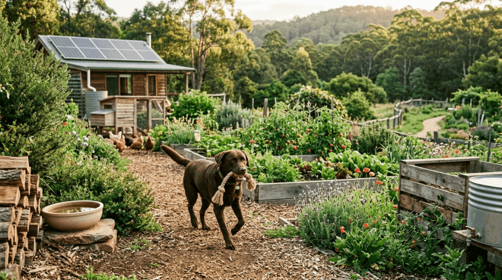 Labrador living eco-friendly sustainable lifestyle with owner