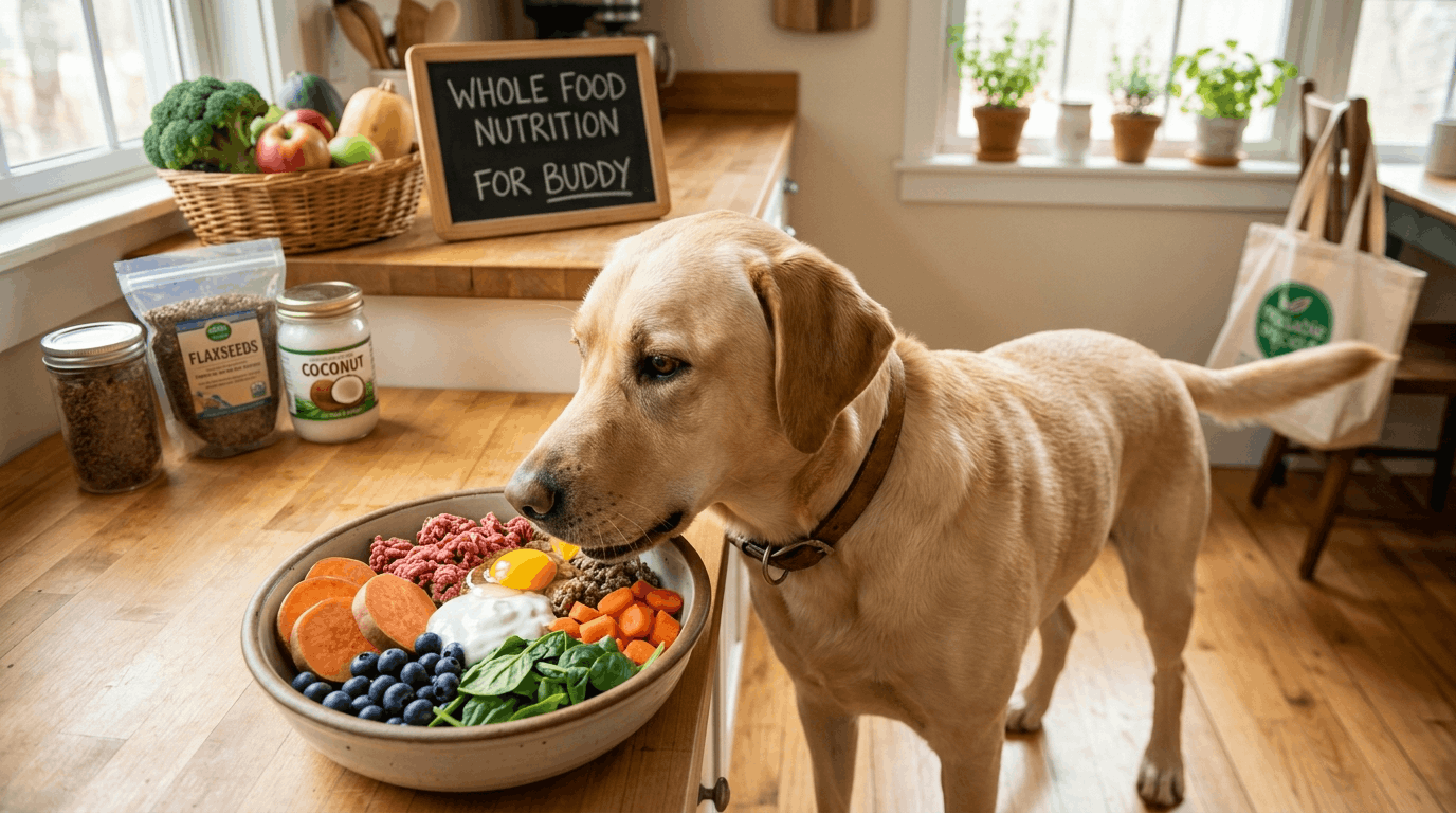 Whole-food natural nutrition and healthy diet for labradors.