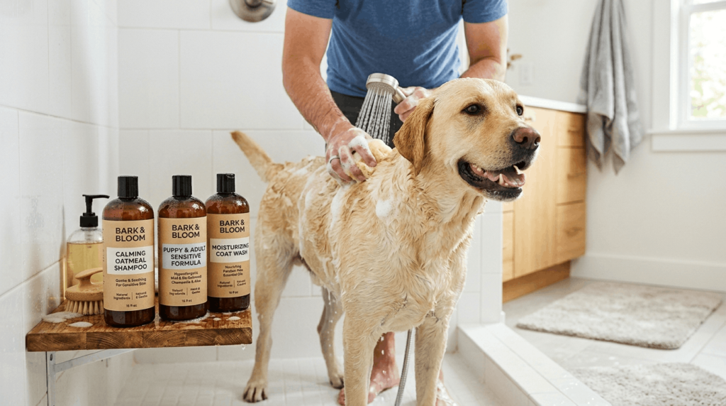 Safe Labrador shampoo featuring gentle natural formulas for sensitive skin