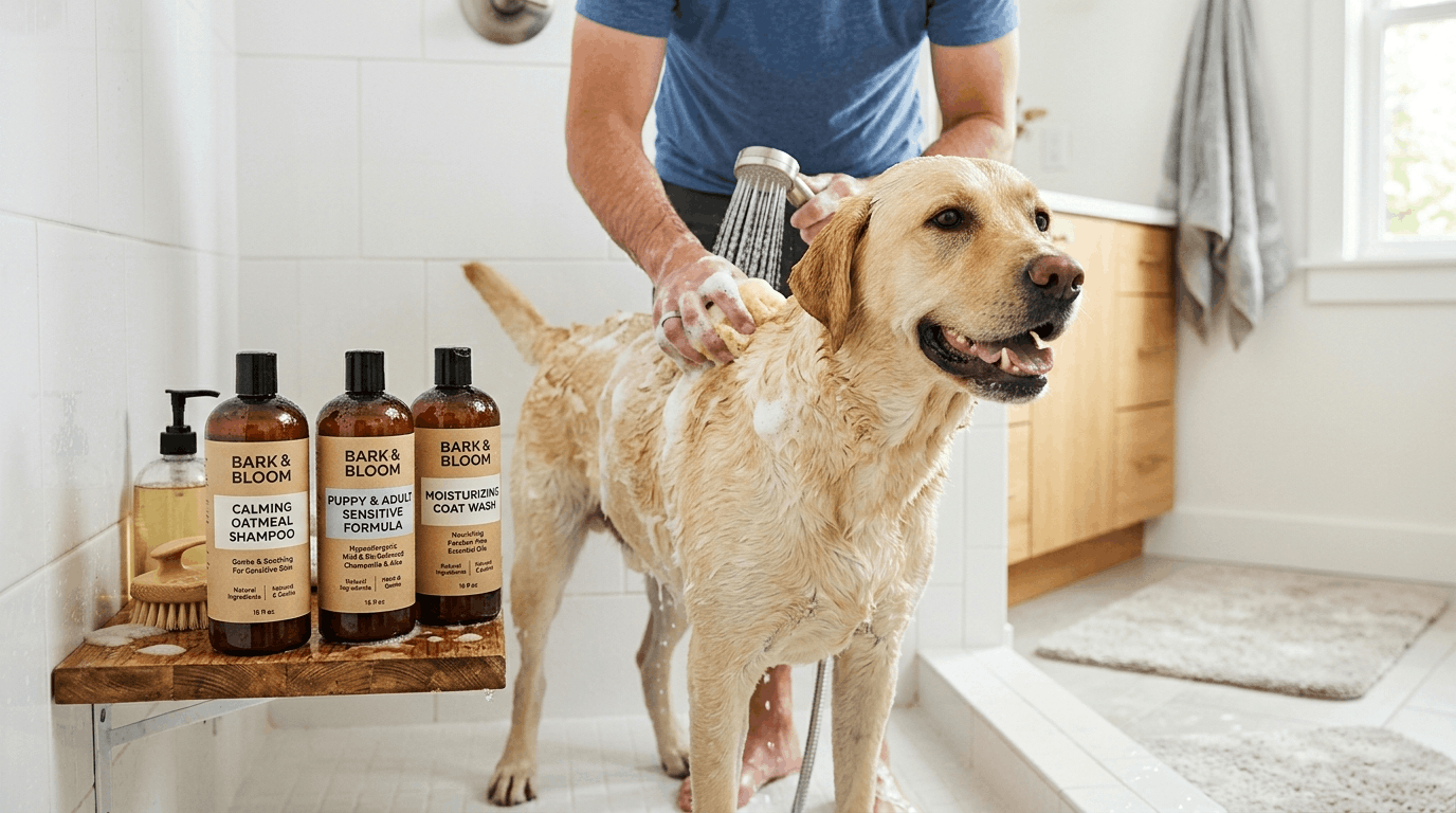Safe Labrador shampoo featuring gentle natural formulas for sensitive skin