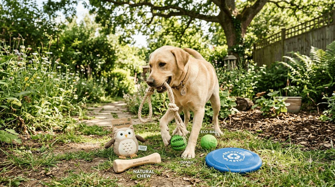 Eco-friendly Labrador toys featuring sustainable natural materials and environmentally responsible pet products.